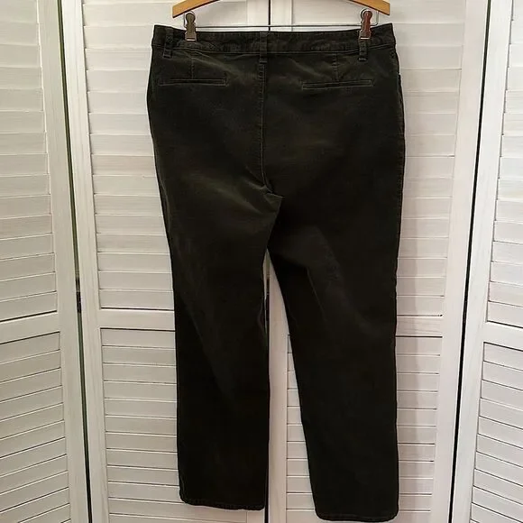 #22-Talbots Corduroy Pants Size 14 Stretch Curvy Olive Green - Picture 7 of 12